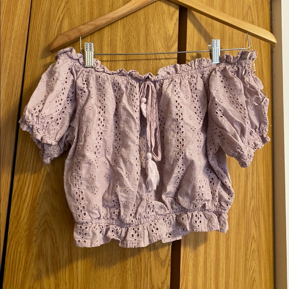 Light purple off the shoulder top